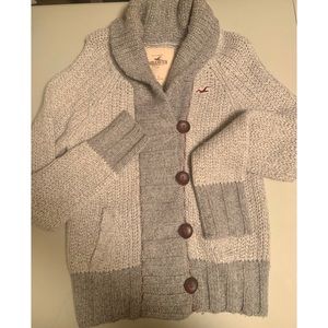 Hollister Gray/Cream Thick Cardigan Size Large